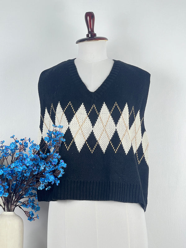 V-Neck Black Sweater-Vest