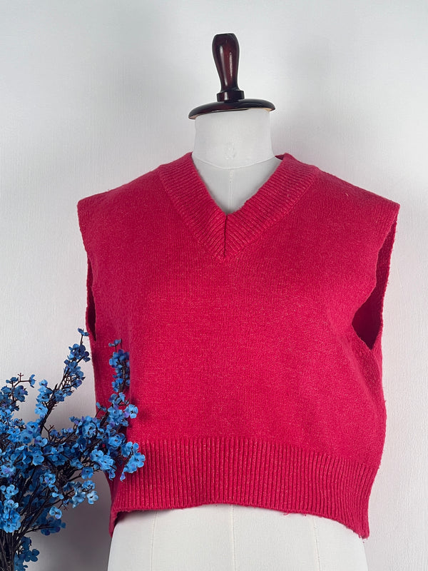 V-Neck Pink Sweater-Vest