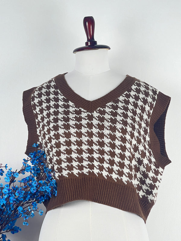V-Neck Brown Sweater-Vest