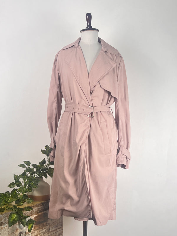 Statement Peach Mid-Length Trench Coat