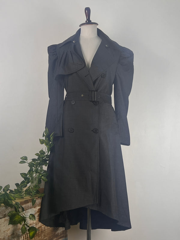Stylish Charcoal Long Trench Coat