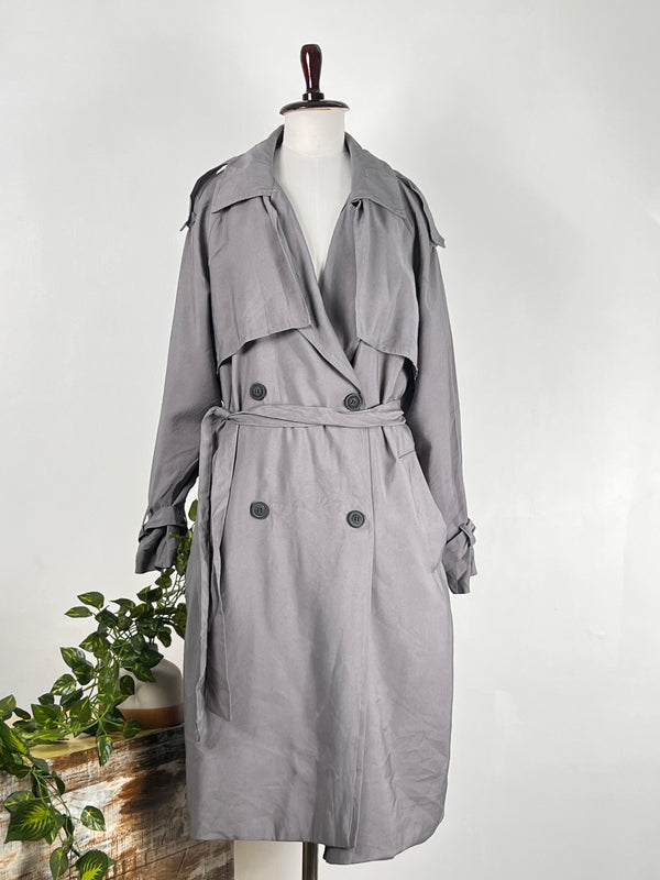 Retro Gray Long Trench Coat