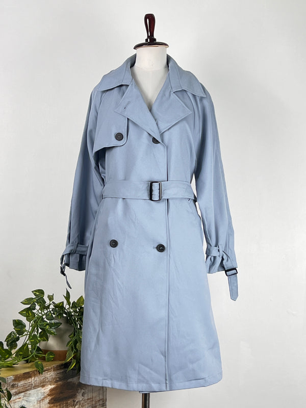 Classic Blue Mid-Length Trench Coat