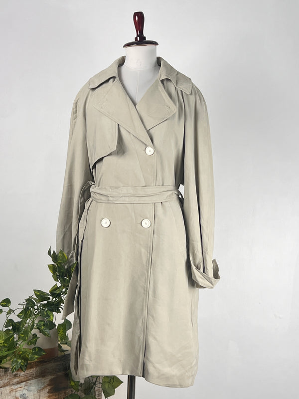 Retro Gray Mid-Length Trench Coat
