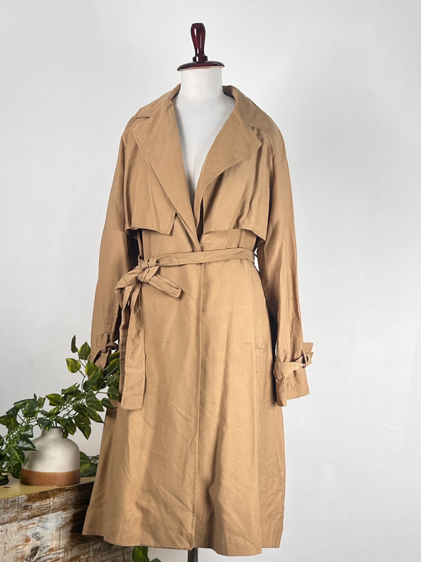 Retro Beige Long Trench Coat