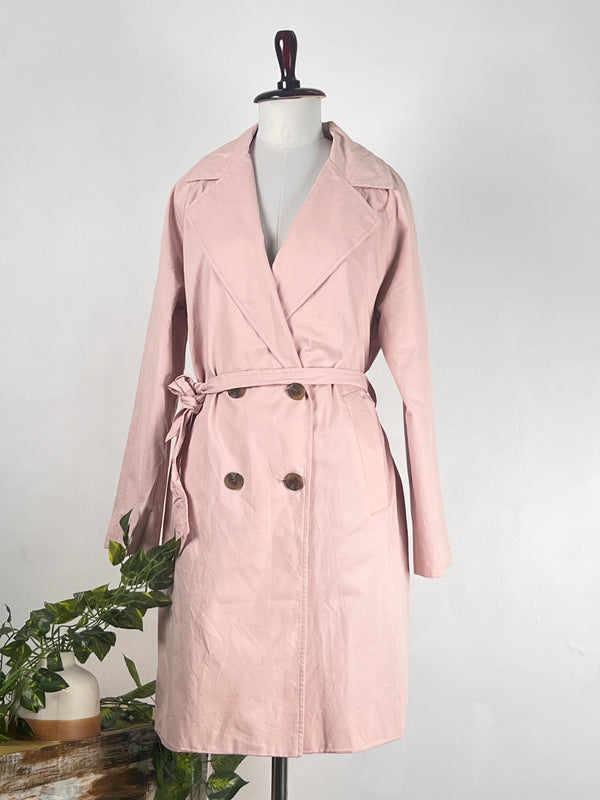 Statement Pink Mid-Length Trench Coat