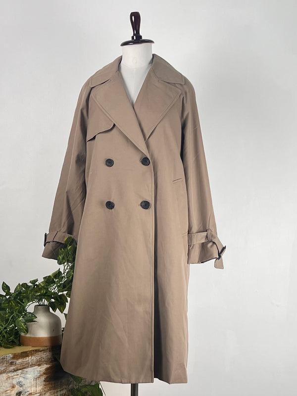 Vintage Beige Mid-Length Trench Coat