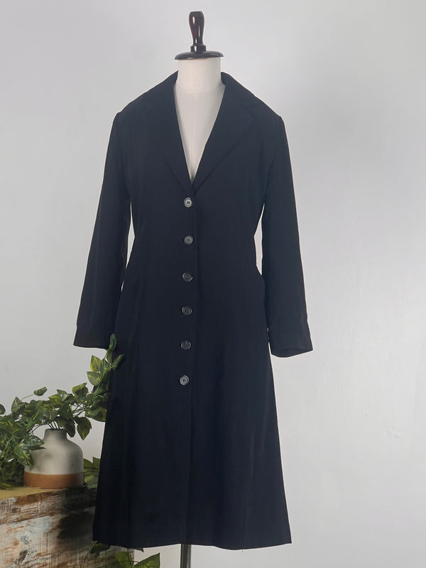 Vintage Black Long Trench Coat