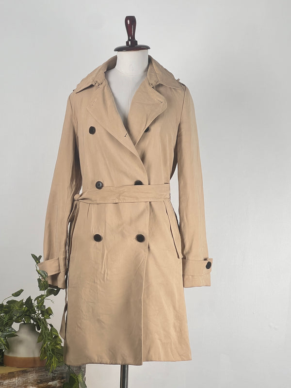 Statement Beige Mid-Length Trench Coat