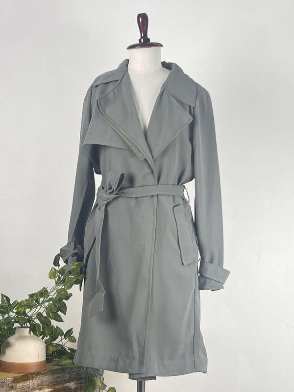 Classic Green Mid-Length Trench Coat