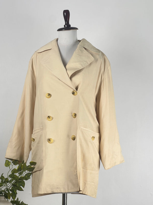 Retro Cream Short Trench Coat
