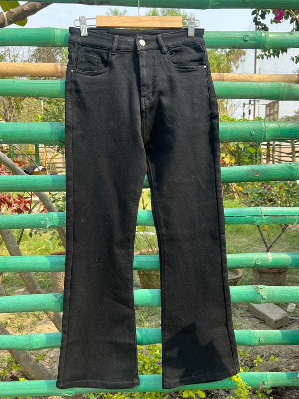 ZARA High Waist Black Boot-Cut Jeans