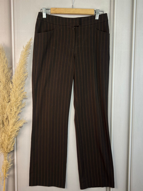 High Waist Brown Striped Flared Pants