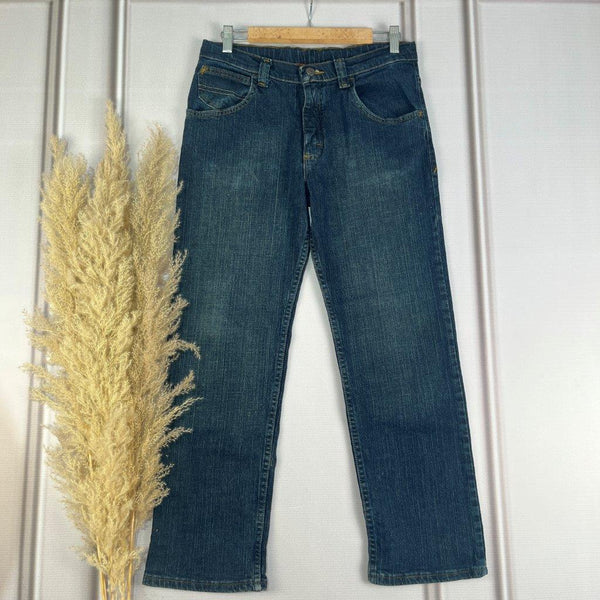 Mid-Waist Shaded Blue Straight Jeans