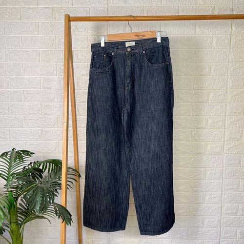 High-Waist Textured Wide-Leg Denim Jeans