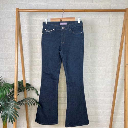 Mid-Waist Printed Flared Denim Jeans