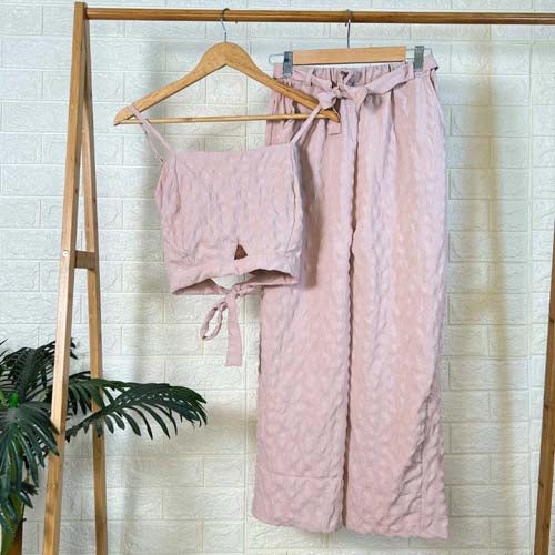Pink Crushed Co-ord Set