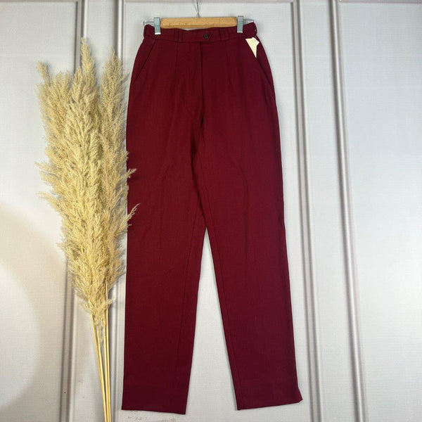 High-Waist Maroon Tapered Pants