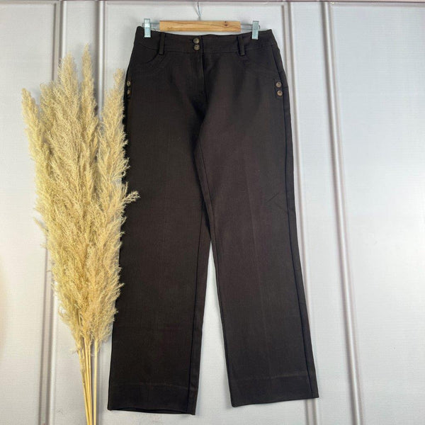 High-Waist Brown Straight Pants